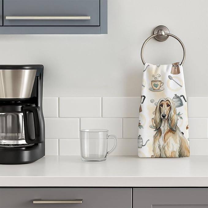 Caroline's Treasures Afghan Hound Coffee Bar Kitchen Towel Velour Plush Front - Image 3