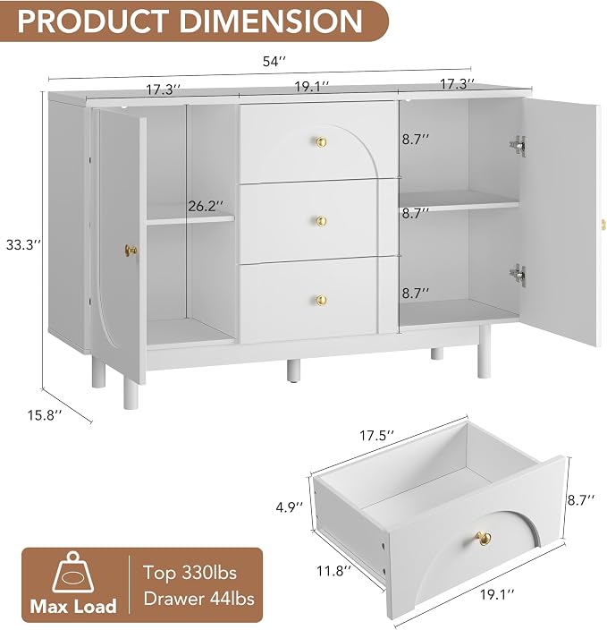 Buffet Cabinet with Drawers, Modern Coffee Bar Station Kitchen Table - Image 2