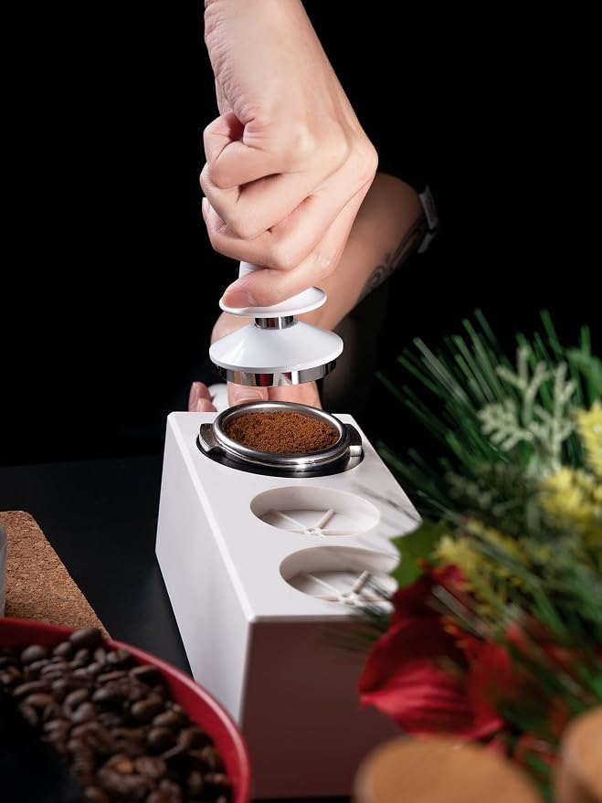 58.5mm White Espresso Tamper, Calibrated Spring Loaded Coffee Tamper - Image 7