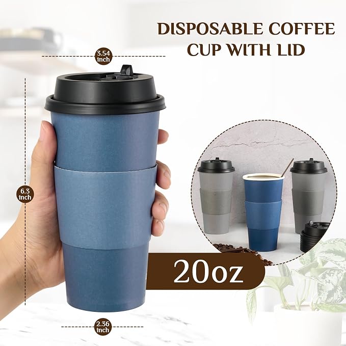 LITOPAK 100 Pack 20 oz Disposable Paper Coffee Cups - Image 2