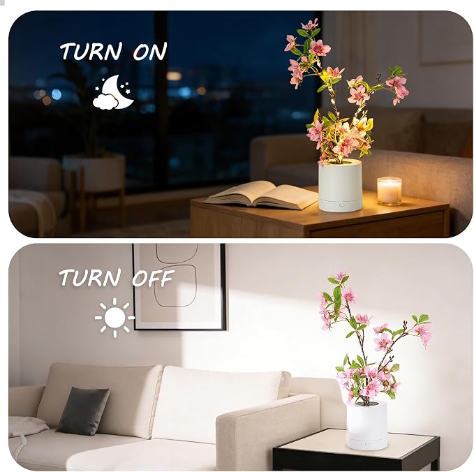 WSYEAR Pink Cherry Blossom in Pot, Artificial Cherry Fake Flower Lamp Indoor - Image 6