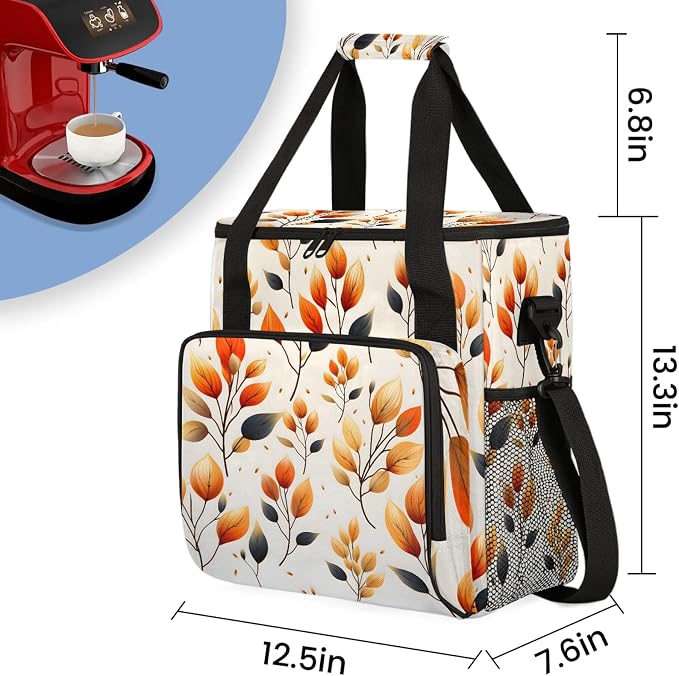 Fall Leaves Coffee Maker Carring Bag, Large Insulated Storage Organizer Case - Image 2