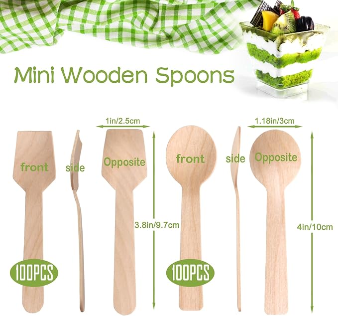 200 Pack Mini Wooden Spoons, Variety Pack - Image 2