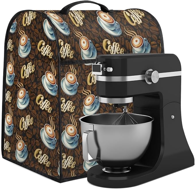 Coffee Kitchen Aid Mixer Cover Compatible Stand Mixer Dust Cover | Brown Cup - Image 2