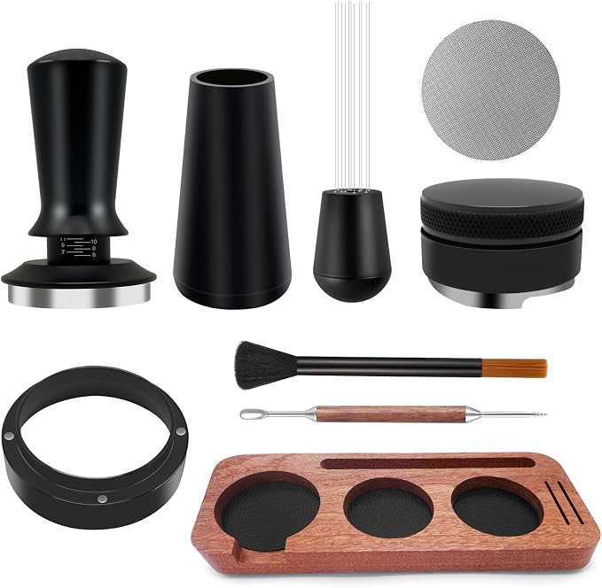 8 PCS Espresso Accessories Kit, 53.3mm Espresso Tamper 54mm Portafilter by KELUWA