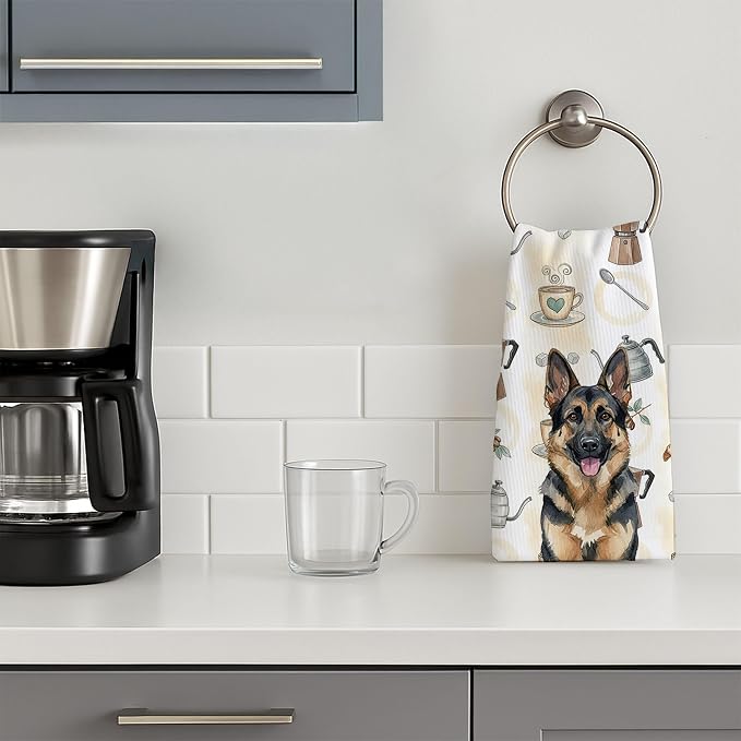 Caroline's Treasures German Shepherd Coffee Bar Kitchen Towel Velour Plush - Image 3