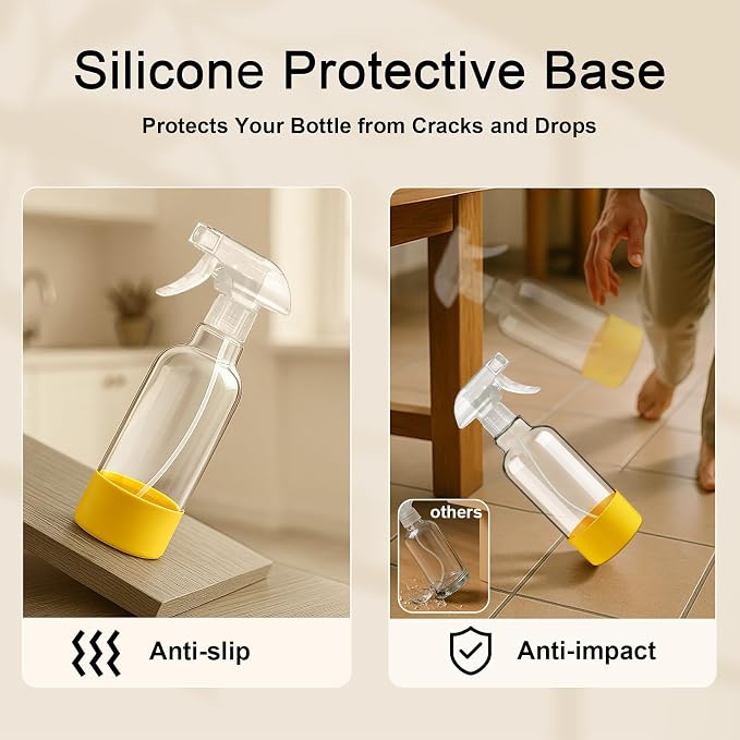 Glass Spray Bottles with Silicone Sleeve 16.9oz 2 Pack Empty Spray Bottle - Image 3