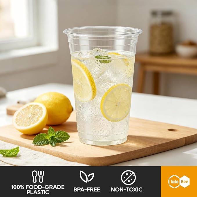 Turbo Bee Disposable Clear Plastic Cups, 32 OZ, 600 Sets | Bpa Free Large - Image 3