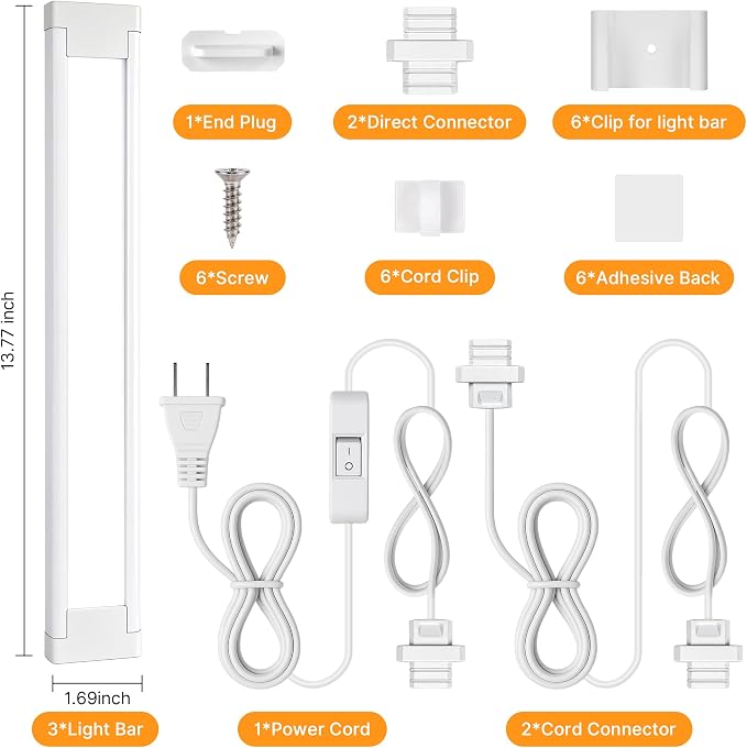 3 Pack Plug in Under Cabinet Lighting - Image 6
