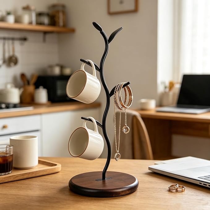 Mi hogar Leaf-Shaped Mug Tree Stand - Image 5