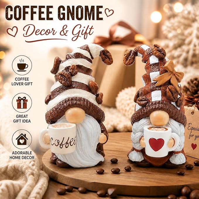 Hodao Gnome Decor Set of 2 Resin Coffee Lover Gifts - Image 3