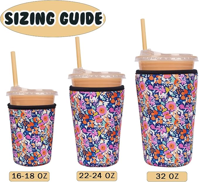 Reusable Insulated Neoprene Iced Coffee Cup Sleeve, Durable Drink Sleeve - Image 5