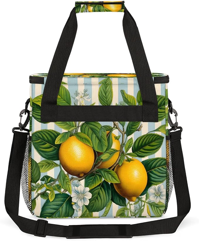 Lemon Fruit Flowers Coffee Maker Carring Bag, Large Insulated Storage Organizer - Image 5