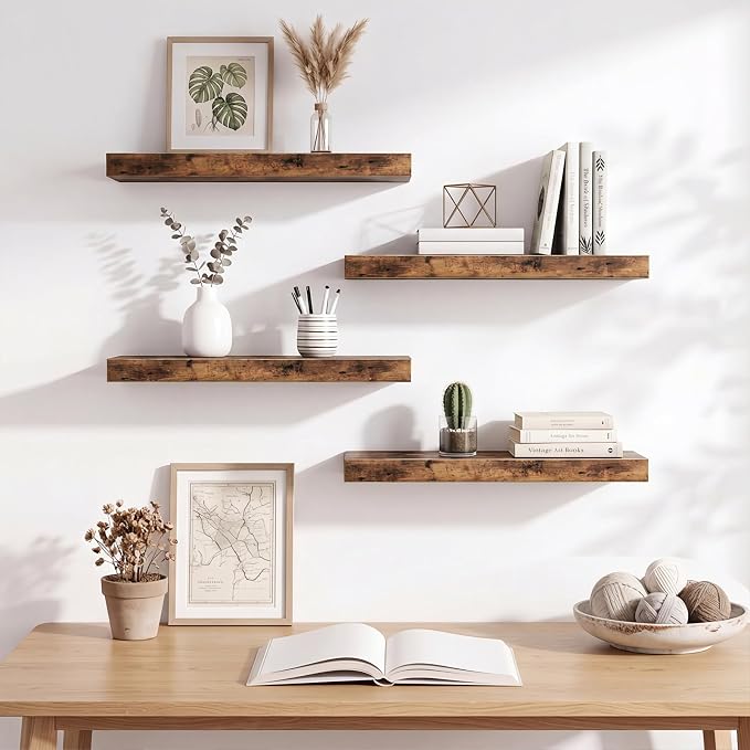 Fixwal Wood Floating Shelves, Wall Shelves Set of 4, Shelves - Image 7