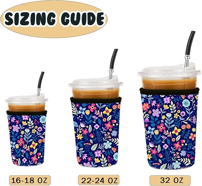 Reusable Insulated Neoprene Iced Coffee Cup Sleeve, Durable Drink Sleeve - Image 5