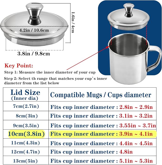 3.9Inch Universal Drink Covers, Stainless Steel Cover - Image 2