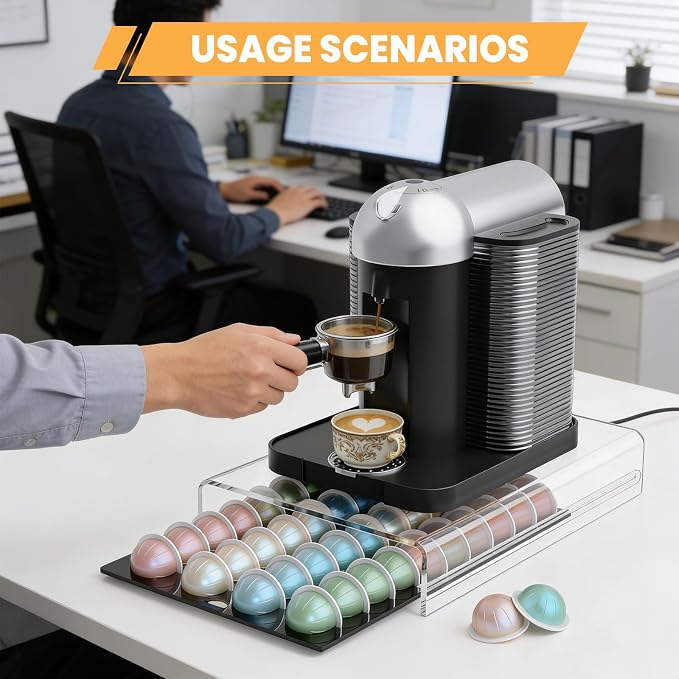 GarveeHome Space-Saving Acrylic Coffee Pod Holder Drawer – 40 Capsule Capacity - Image 2