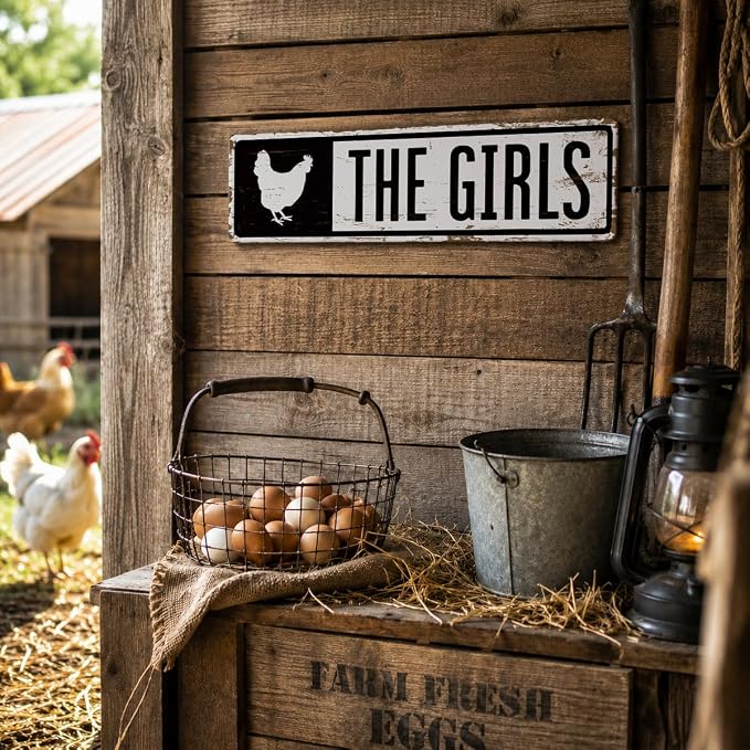 Rustic Farmhouse Style Chicken Coop Sign, Metal Outdoor Chicken House Signs - Image 4