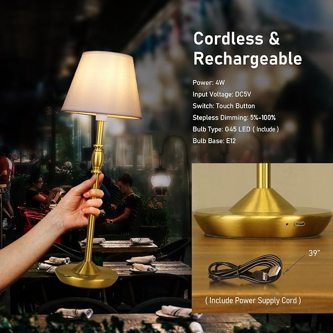 Cordless Table Lamp Portable Small LED Touch Lamp - Image 5