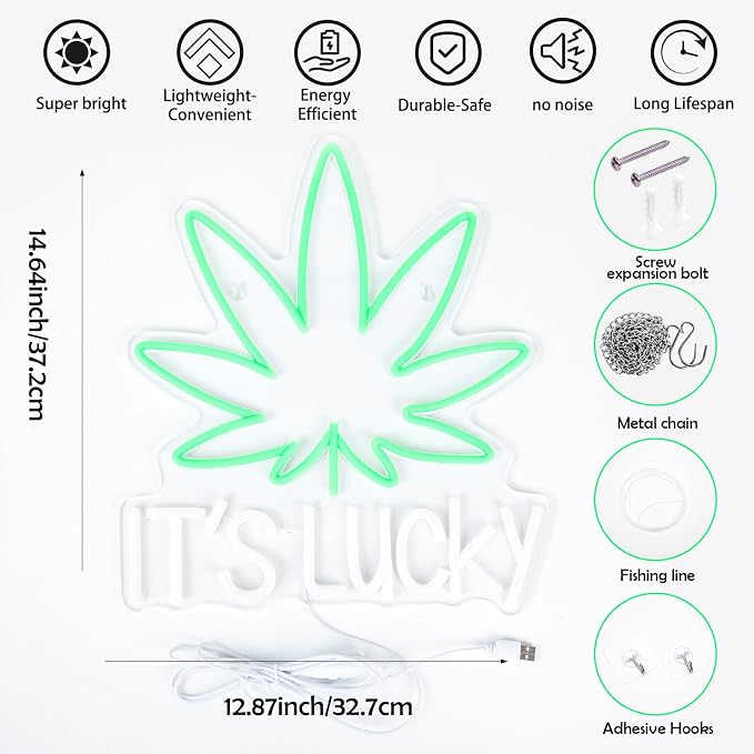 Weed Leaf Neon Sign Green LED Neon Lights Signs - Image 4