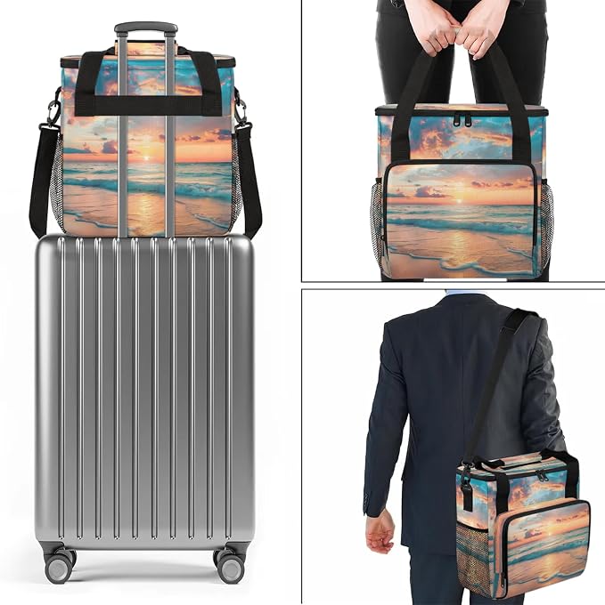 Ocean Beach Sunrise Sunset Coffee Maker Carring Bag, Large Insulated Storage - Image 7