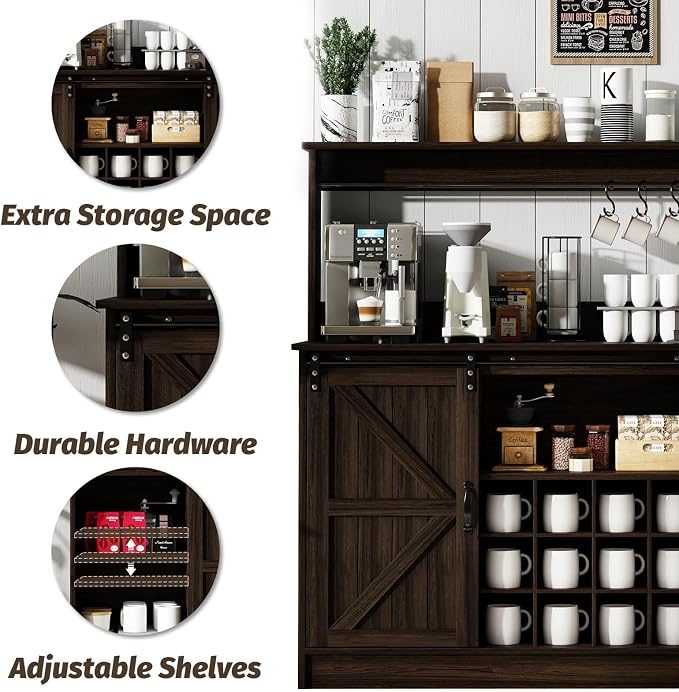 4ever2buy Farmhouse Coffee Bar Cabinet - Image 3