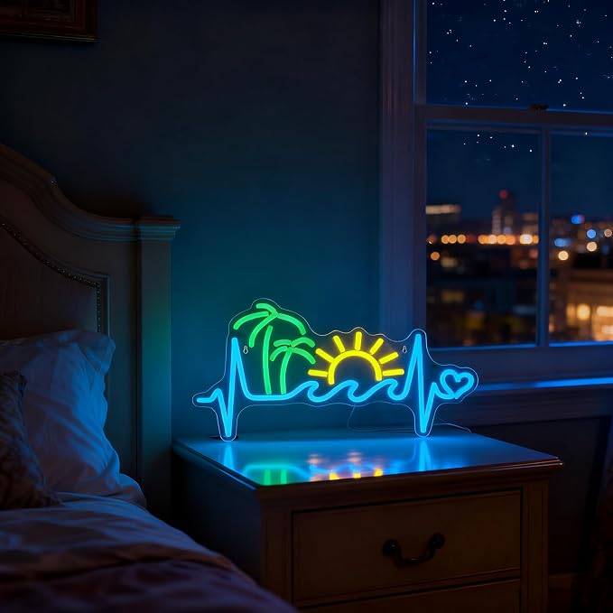 Tropical Sunset Neon Sign, Dimmable Palm Tree Sunrise Wave LED Neon Lights - Image 4