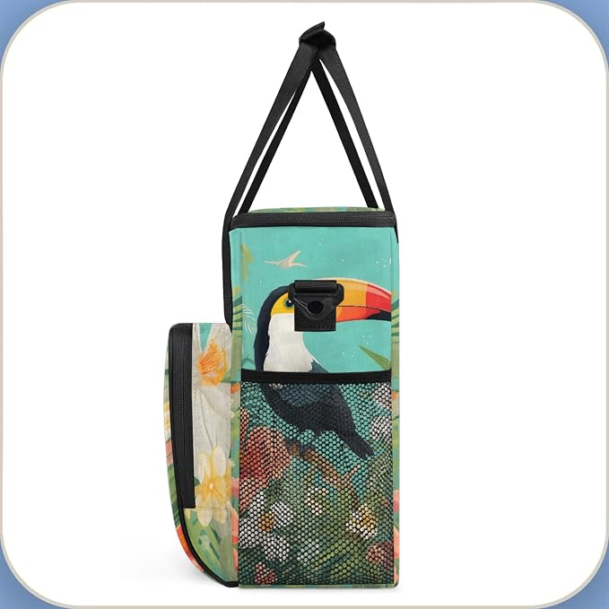 Tropical Toucan Bird Coffee Maker Carring Bag, Large Insulated Storage - Image 4