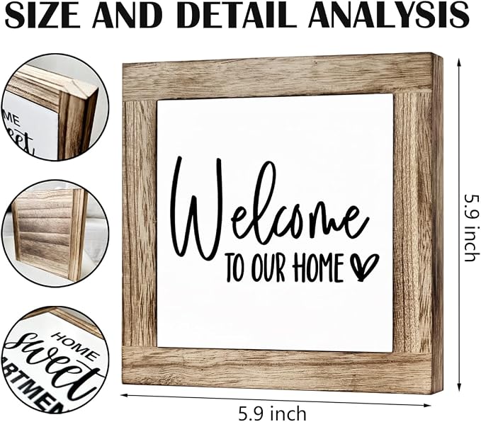 Welcome Sign, Wooden Box Signs for Home Decor, Freestanding Welcome Decor Sign - Image 2