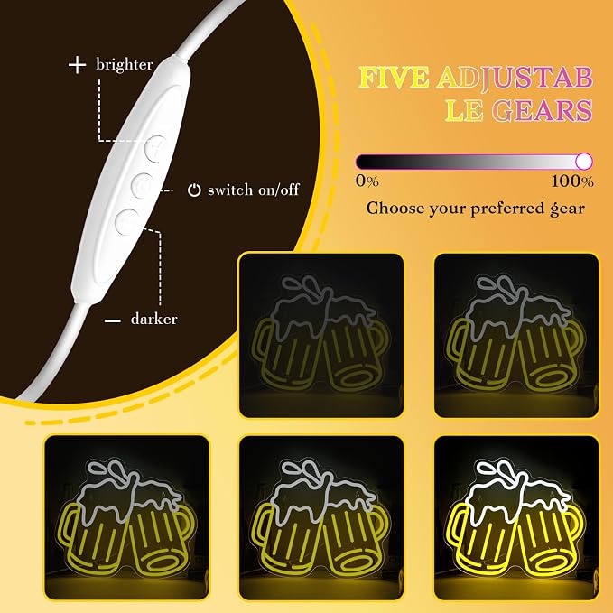 Beer Neon Sign for Wall Decor Dimmable Bar Neon Sign Led Beer Neon Lights Signs - Image 2