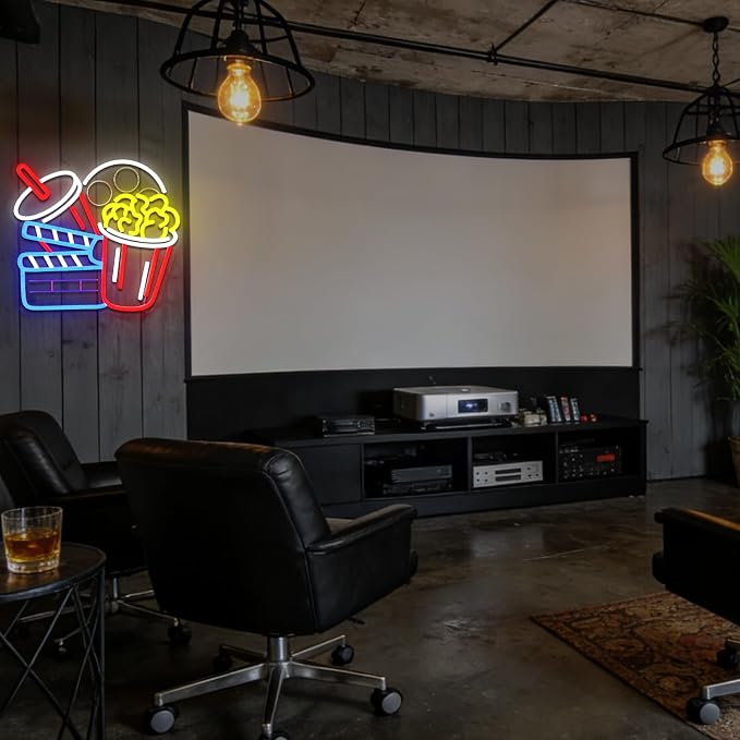 Cinema Snacks Neon Sign for Wall Decor Dimmable Popcorn Led Sign for Movie Time - Image 6