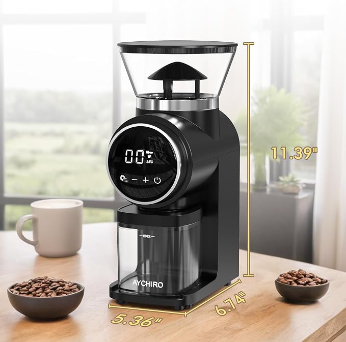 AYCHIRO Electric Conical Burr Coffee Grinder, Touchscreen Coffee Grinder - Image 7