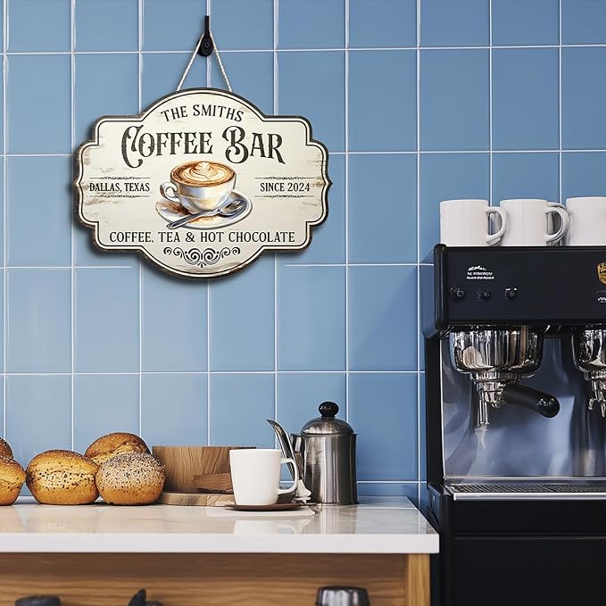 THUYPT Personalized Coffee Sign, Coffee Wooden Sign Plaque Wall Hanging Coffee - Image 5