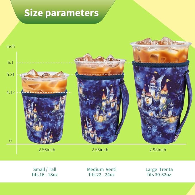 3 Pack Iced Coffee sleeve Insulated Neoprene Cup Sleeves - Image 2