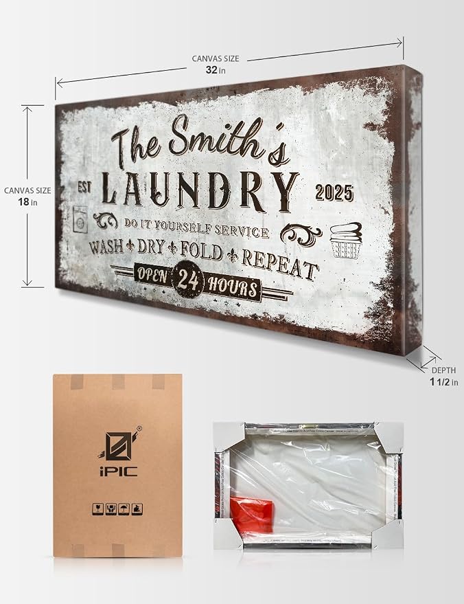IPIC - Personalized Laundry Room Sign, Custom Large Canvas Wall Art - Image 7