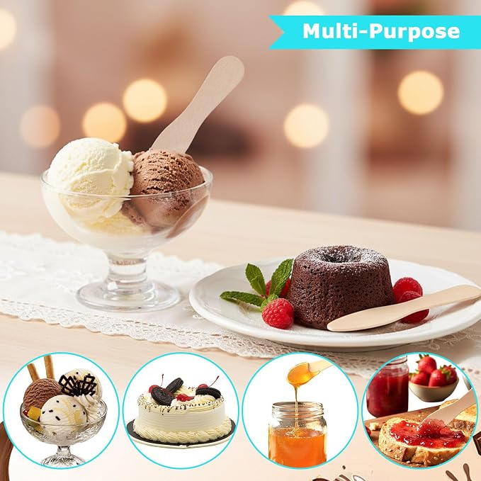 HANSGO 300PCS Small Wooden Spoons, Mini Single-Use Dessert Tasting Spoons - Image 3