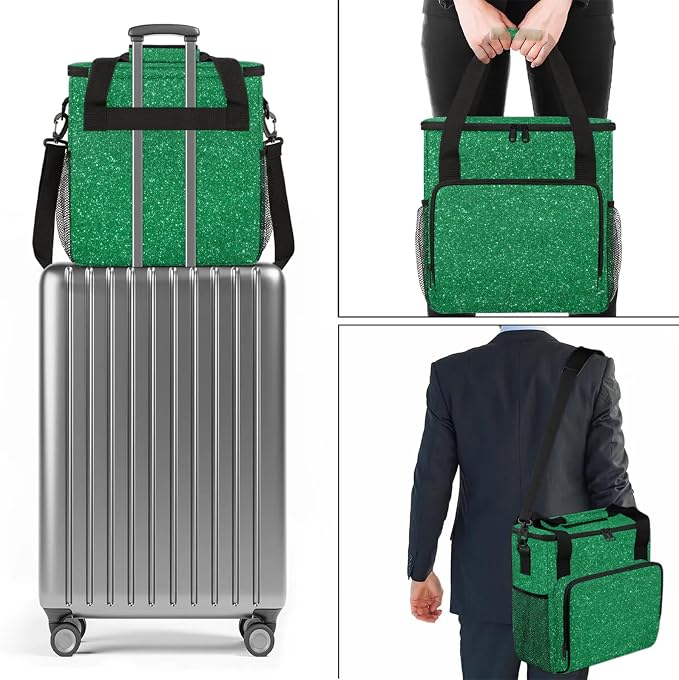 Green Glitter Star Coffee Maker Carring Bag, Large Insulated Storage Organizer - Image 7