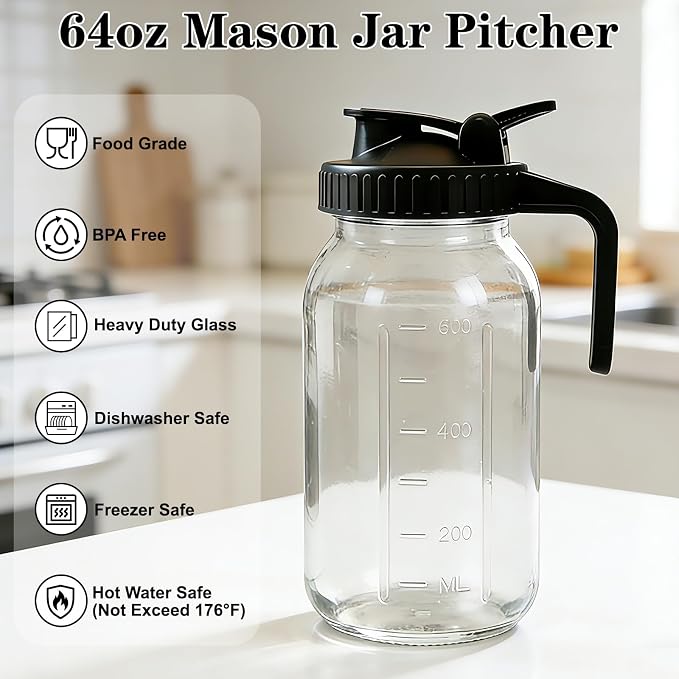 Cold Brew Coffee Maker, 32oz Mason Jar Pitcher - Image 2