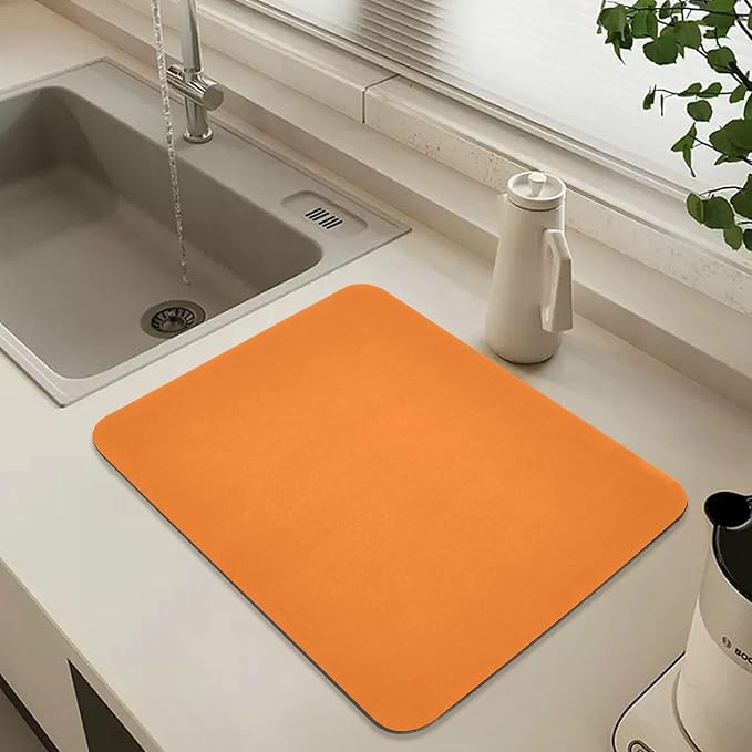 Safety Orange Dish Drying Mat for Kitchen Counter No-slip Rubber Bottom Dish - Image 6
