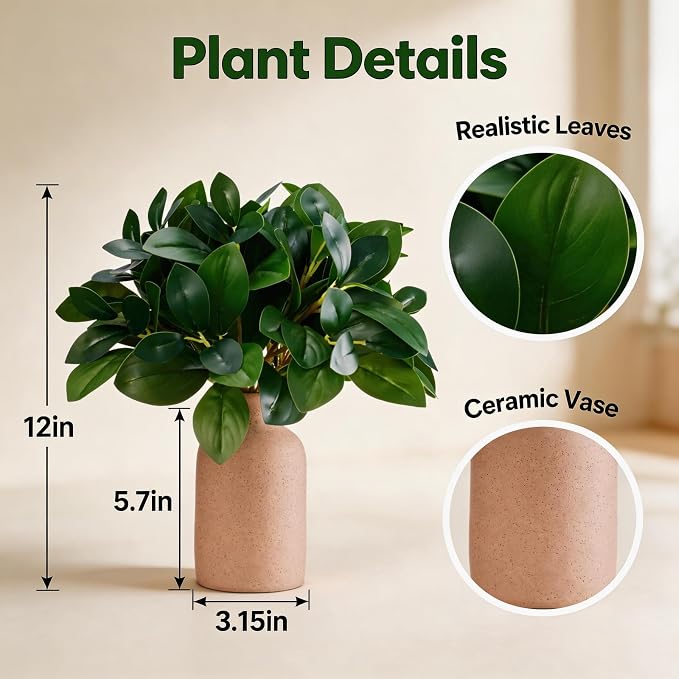 12 Inch Artificial Plant Indoor, Small Fake Plants Eucalyptus Stems - Image 3