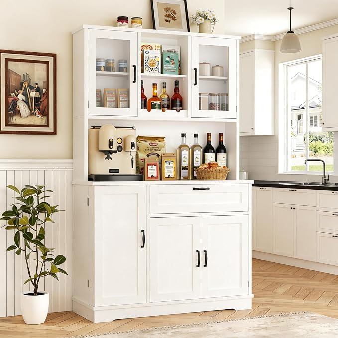 Vongrasig Kitchen Pantry Cabinet, Large Kitchen Hutch Formhouse Storage Cabinet by Vongrasig