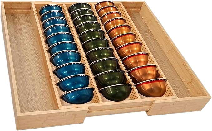 Bamboo Coffee Pod Holder Drawer – K Cup Organizer Compatible by MAGICBAMBOO