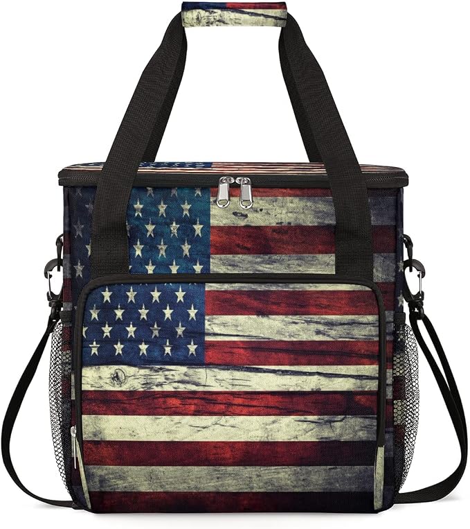 Vintage American Usa Flag Coffee Maker Carring Bag Travel Storage Tote Bag by FengQuGou