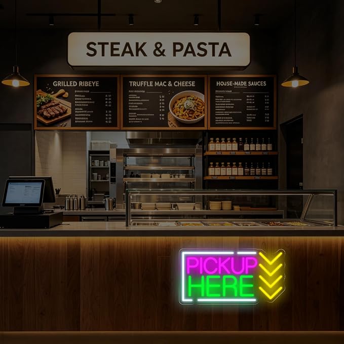 Pick Up Here Neon Sign Coffee Shop Opening Gift Restaurant Pick-up Area LED - Image 7