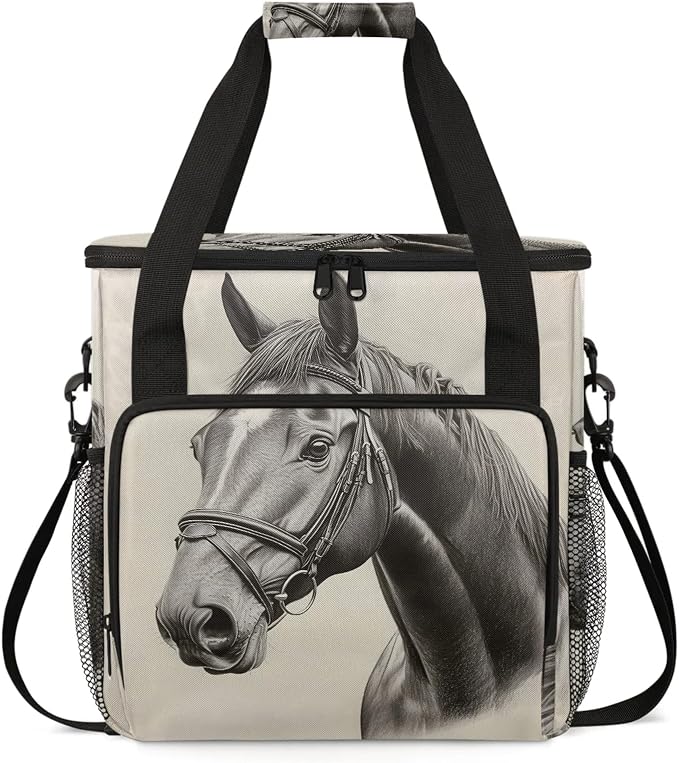 Horse Print Coffee Maker Carring Bag, Large Insulated Storage Organizer Case by Home