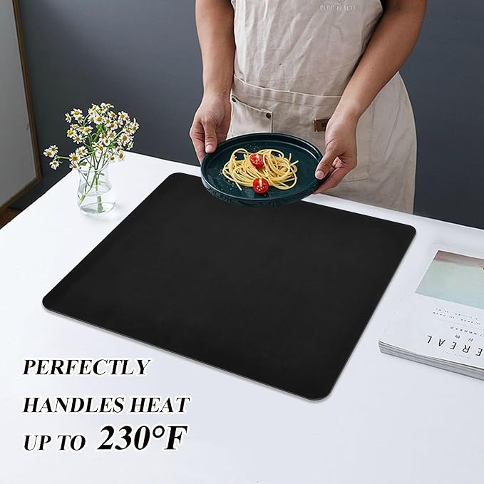 Black Dish Drying Mat for Kitchen Counter No-slip Rubber Bottom Drainer Mats - Image 5