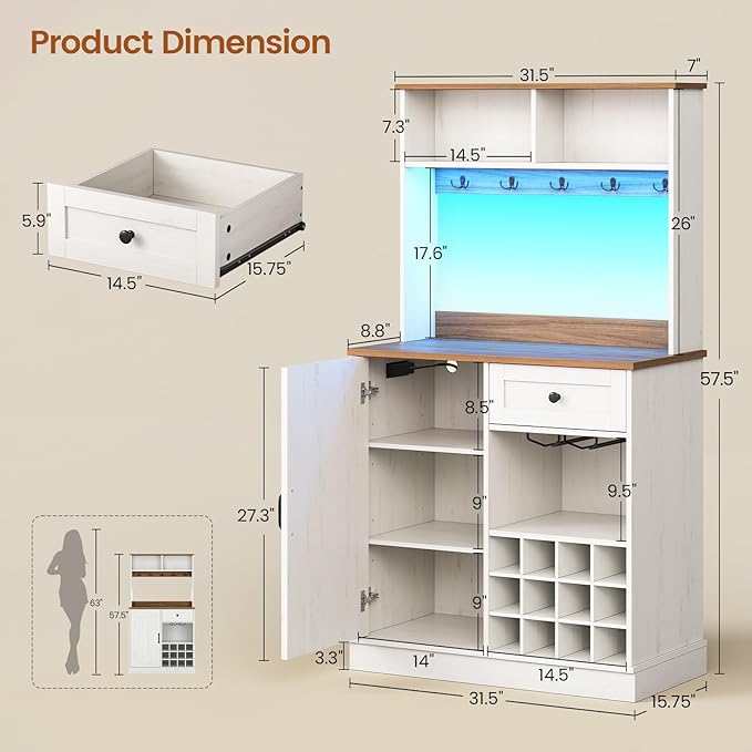 57.5" Tall Farmhouse Coffee Bar Cabinet - Image 2