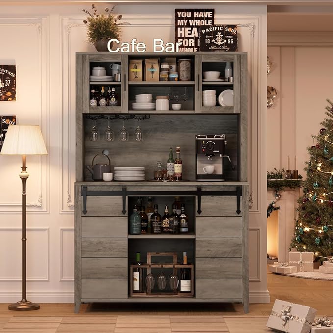 IDEALHOUSE 70'' Wine Coffee Bar Cabinet - Image 3