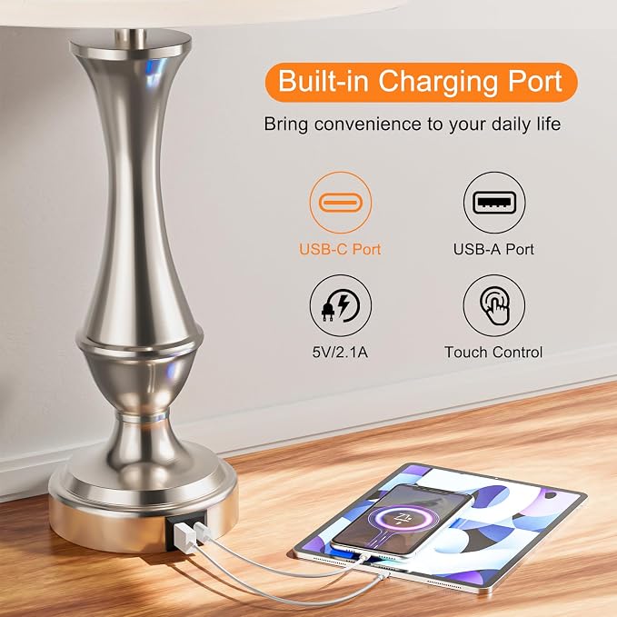 Seealle Upgraded Touch Lamps for Night Stands Set of 2 - Image 4