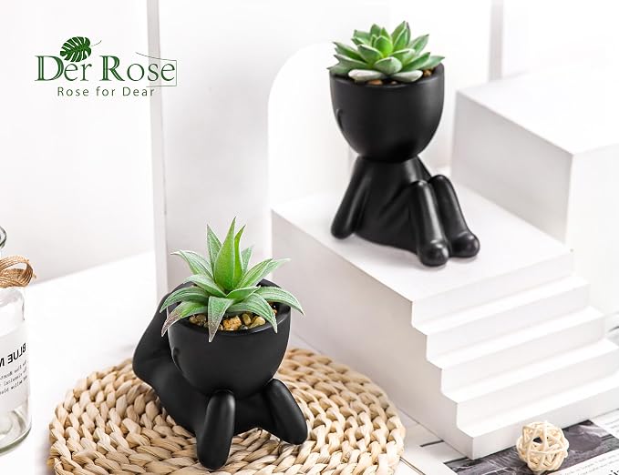 Der Rose Set of 2 Fake Plants Artificial Succulent Plants - Image 2